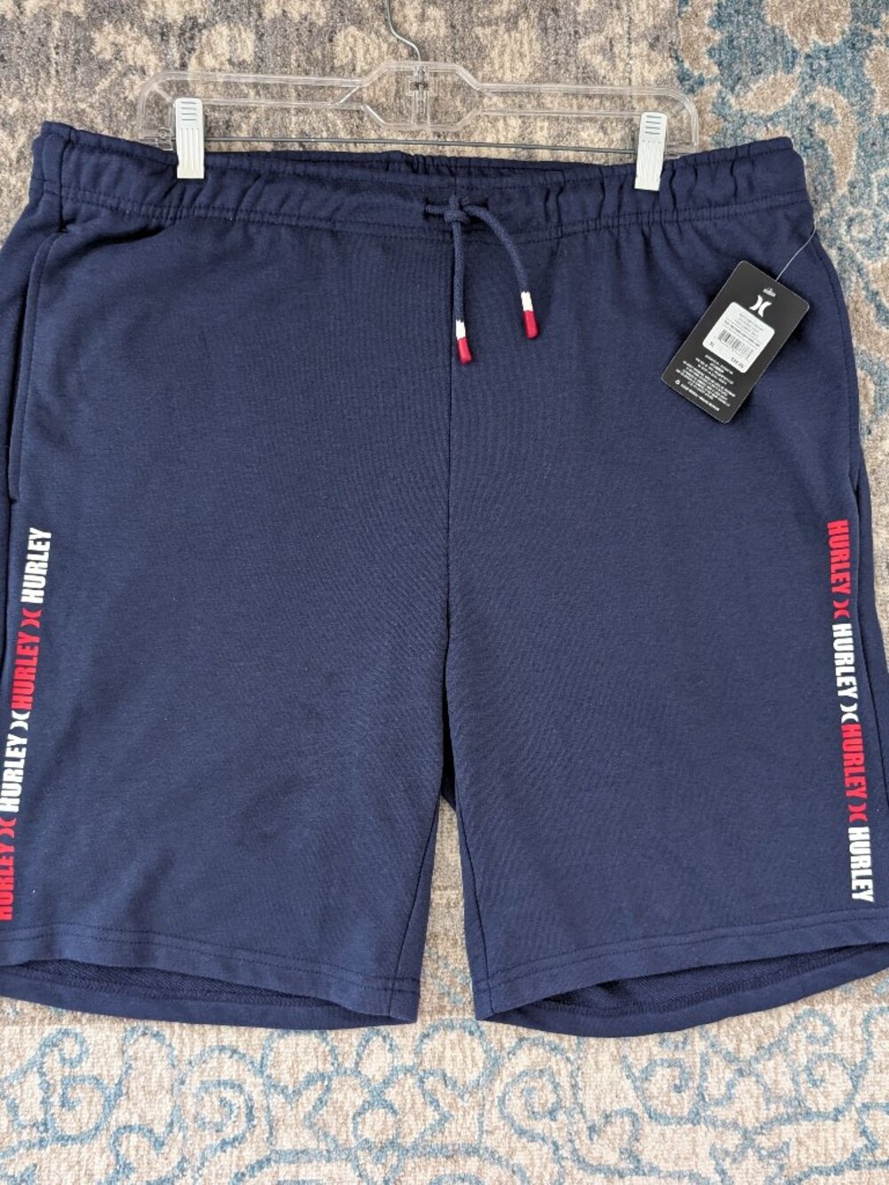 Hurley Men's French Terry Shorts Men's Navy Stars & Stripes Casual Pull On